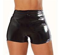 Leder Shorts Für Damen Eng Schwarze Lederhose Kurz Lack-Leggings High Waist Kurze Hosen Sommer Freizeitshorts Glänzende Sommershorts Wetlook-Shorts Kunstlederhose Push Up Hotpants