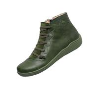 Leder-Stiefeletten für Damen, weite Passform, modisch, runde Zehenpartie, Übergröße, Damenstiefel mit seitlichem Reißverschluss, einfarbig, stilvoll und vielseitig, flach, leicht, Outdoor-Winterschuhe