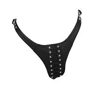 Leder Tanga String Ledapol 5169 schwarz rot ECHT LEDER Dirndl Trachten Style Gürtel Schnallen seitlich verstellbar - sofort Lieferbar über RenasDreams - (L, Schwarz)