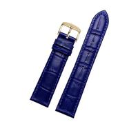 Leder-Uhren-Gurt-Armband 14-23mm Ersatzuhrband, Blauer Typ 2 Pin Gold, 18mm