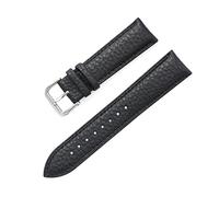 Leder-Uhrenarmband 12mm - 22mm Litschi-Muster Handschlaufen Ersatz-Uhrenarmbänder Uhrenzubehör, Schwarz, 20mm