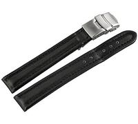 Leder Uhrenarmband Uhrenband Uhrband Ersatzband Armband schwarz Nahtfarbe schwarz 816210100016 Stegbreite 16 mm