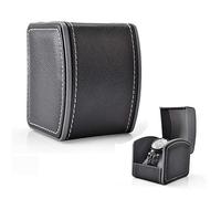 Leder Uhrenbox Einzel Geschenk Schmuck Armbänder Bangles Box Uhr Armbanduhr Gehäuse Geschenk Box 10 x 8,5 x 7,5 cm,Schwarz (Grau Kissen im Lieferumfang enthalten)