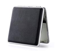 Leder Zigarettenetui Metall Schwarz/ braun aus hochwertigem / 20 Zigaretten - PU Leder Beige Zigarettenbox Blau für Drehzigaretten Filterzigaretten - Zigarettenzubehör rot (schwarz)