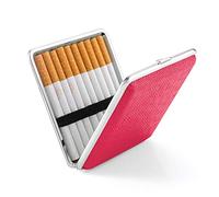 Leder Zigarettenetui Metall Schwarz/braun aus hochwertigem / 20 Zigaretten - PU Leder Beige Zigarettenbox Blau für Drehzigaretten Filterzigaretten - Zigarettenzubehör rot (rot)