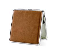 Leder Zigarettenetui Metall Schwarz/braun aus hochwertigem / 20 Zigaretten - PU Leder Beige Zigarettenbox Blau für Drehzigaretten Filterzigaretten - Zigarettenzubehör rot (braun)