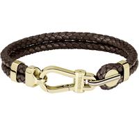 Lederarmband BOSS "ARES PRIME" Gr. M, braun (gelbgoldfarben, braun), Armbänder, Herren, M, Edelstahl Leder, Edelstahl, Leder, Lederarmband (58861706-M) gelbgoldfarben, braun