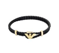 Lederarmband EMPORIO ARMANI "Schmuck Geschenk Edelstahl, Leder", gelbgoldfarben, schwarz, Armbänder, Damen, 21cm, Edelstahl Leder, Edelstahl, Leder, Lederarmband (28273743-0) gelbgoldfarben, schwarz