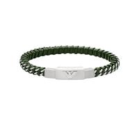 Lederarmband EMPORIO ARMANI "Schmuck Geschenk Edelstahl, Leder", grün (edelstahlfarben, grün), Armbänder, Damen, 20,8cm, Edelstahl Leder, Edelstahl, Leder, Lederarmband (87329422-0) edelstahlfarben, g
