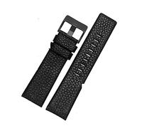 Lederarmband for Diesel for DZ7395 for DZ7370 for DZ7257 for DZ7430 Rotes Uhrenarmband aus weichem Rindsleder mit Nieten 24 m 26 mm 28 mm for Männer und Frauen ( Color : Black-black buckle , Size : 26
