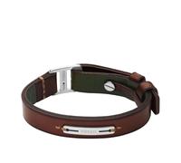 Lederarmband FOSSIL "Schmuck Geschenk Edelstahl, Leder MACHINE", edelstahlfarben, braun, Armbänder, Damen, 31,4cm, Edelstahl Leder, Edelstahl, Leder, Lederarmband (63898461-0) edelstahlfarben, braun