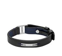 Lederarmband FOSSIL "Schmuck Geschenk Edelstahl, Leder MACHINE", edelstahlfarben, schwarz, blau, Armbänder, Damen, 31,4cm, Edelstahl Leder, Edelstahl, Leder, Lederarmband (38572262-0) edelstahlfarben,