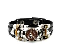 Lederarmband Für Herren, Armband Mit Abstraktem Skorpion-Totenkopf-Sternenmotiv, Verstellbar, Aus Geflochtenem Leder, Punkig-Ethnisch, Handgefertigt, Freundschaftsaccessoire, Geschenk Zum Geburtstag
