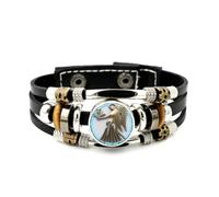Lederarmband Für Herren, Armband Mit Engelsflügel- Und Blumenmotiv, Verstellbar, Aus Geflochtenem Leder, Handgefertigt Im Punk-Ethno-Stil, Freundschaftsaccessoire, Geschenkidee Zum Geburtstag Oder Z