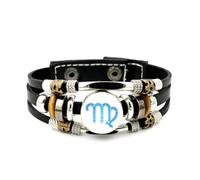 Lederarmband Für Herren, Armband Mit Jungfrau-Sternzeichen-Scan-Effekt, Verstellbar, Aus Geflochtenem Leder, Handgefertigtes Armband Im Punk-Ethno-Stil, Freundschaftsaccessoire, Geschenk Zum Geburtst