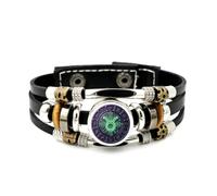 Lederarmband Für Herren, Armband Mit Kompassmotiv Für Stier-Sternzeichen, Verstellbar, Aus Geflochtenem Leder, Handgefertigt Im Punk-Ethno-Stil, Freundschaftsaccessoire, Geschenkidee Zum Geburtstag