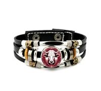 Lederarmband Für Herren, Armband Mit Stierkopf-Motiv, Verstellbar, Aus Geflochtenem Leder, Handgefertigt Im Punk-Ethno-Stil, Freundschaftsaccessoire, Geschenk Zum Geburtstag Oder Zu Weihnachten