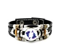 Lederarmband Für Herren, Doppeltes Fisch-Armband Mit Cyber-Neon-Motiv, Verstellbar, Aus Geflochtenem Leder, Handgefertigt Im Punk-Ethno-Stil, Freundschafts-Accessoire, Geschenk Zum Geburtstag Oder Zu