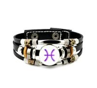 Lederarmband Für Herren, Fische-Sternzeichen-Armband Mit Weltraummotiv, Verstellbar, Aus Geflochtenem Leder, Handgefertigt Im Punk-Ethno-Stil, Freundschaftsaccessoire, Geburtstags- Oder Weihnachtsges