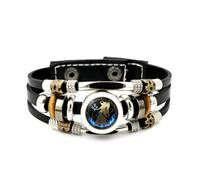 Lederarmband Für Herren, Jungfrau-Engelsschild-Armband Mit Flammenmuster, Verstellbar, Aus Geflochtenem Leder, Handgefertigt Im Punk-Ethno-Stil, Freundschaftsaccessoire, Geschenk Zum Geburtstag Oder