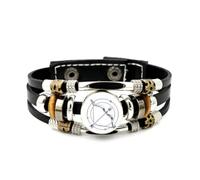 Lederarmband Für Herren, Schütze-Geometrie-Armband Mit Bogen- Und Sternmotiv, Verstellbar, Aus Geflochtenem Leder, Handgefertigtes Armband Im Punk-Ethno-Stil, Freundschaftsaccessoire, Geburtstags- O