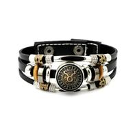 Lederarmband Für Herren, Vintage-Armband Mit Mechanischem Kompass Im Steampunk-Stil, Verstellbar, Aus Geflochtenem Leder, Handgefertigtes Armband Im Punk-Ethno-Stil, Freundschaftsaccessoire, Geburtst