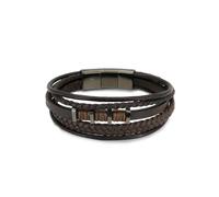 Lederarmband FYNCH-HATTON "Schmuck Geschenk Armband The Antique Explorer", braun (dunkelgrau, braun), Armbänder, Herren, 18,5cm, Edelstahl Leder, Edelstahl, Leder, Lederarmband (86570848-0) dunkelgrau