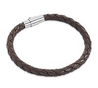 Rafaela Donata Damen Armband Echtleder dunkelbraun geflochten Unisex Lederarmband