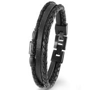 Lederarmband S.OLIVER "2022637", schwarz, Armbänder, Herren, 21,5cm, Carbon Edelstahl Leder, Carbon, Edelstahl, Leder, Lederarmband (73207815-0) schwarz