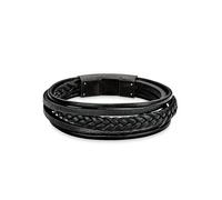 s.Oliver Herren Armband 9038244 Edelstahl Leder schwarz