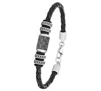 Lederarmband S.OLIVER "Hauptkollektion", schwarz (edelstahlfarben, schwarz), Armbänder, Herren, 22cm, Edelstahl Leder, Edelstahl, Leder, Lederarmband, mit Carbon (87219641-0) edelstahlfarben, schwarz