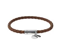 Lederarmband TOM TAILOR, edelstahlfarben, braun, Armbänder, Damen, 19cm, Edelstahl Leder, Edelstahl, Leder, Lederarmband (91847946-0) edelstahlfarben, braun