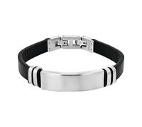 Lederarmband TOM TAILOR, edelstahlfarben, schwarz, Armbänder, Herren, 21,5cm, Edelstahl Kautschuk Leder, Edelstahl, Kautschuk, Leder, Lederarmband (84611268-0) edelstahlfarben, schwarz
