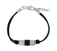 Lederarmband TOM TAILOR, edelstahlfarben, schwarz, Armbänder, Herren, 22cm, Edelstahl Leder, Edelstahl, Leder, Lederarmband (24506364-0) edelstahlfarben, schwarz