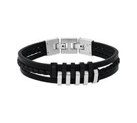 Lederarmband TOM TAILOR "mehrreihig", edelstahlfarben, schwarz, Armbänder, Herren, 21,5cm, Edelstahl Leder, Edelstahl, Leder, Lederarmband (73798440-0) edelstahlfarben, schwarz