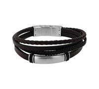 Lederarmband TOM TAILOR "mehrreihig", edelstahlfarben, schwarz, braun, Armbänder, Herren, 21,5cm, Edelstahl Kautschuk Leder, Edelstahl, Kautschuk, Leder, Lederarmband (33413758-0) edelstahlfarben, sch