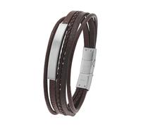 Lederarmband TOM TAILOR "Schmuck Geschenk Edelstahl Leder", braun (edelstahlfarben, braun), Armbänder, Herren, 21,5cm, Edelstahl Leder, Edelstahl, Leder, Lederarmband (45380127-0) edelstahlfarben, bra