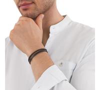 Lederarmband TOM TAILOR "Schmuck Geschenk Edelstahl Leder", edelstahlfarben, braun, Armbänder, Herren, 21,5cm, Edelstahl Leder, Edelstahl, Leder, Lederarmband (84561300-0) edelstahlfarben, braun