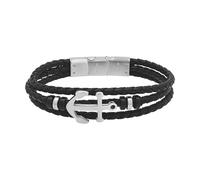 Lederarmband TOM TAILOR "Schmuck Geschenk Edelstahl Leder Kautschuk Anker", edelstahlfarben, schwarz, Armbänder, Herren, 21,5cm, Edelstahl Kautschuk Leder, Edelstahl, Kautschuk, Leder, Lederarmband (3