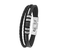Lederarmband TOM TAILOR "Schmuck Geschenk Edelstahl Leder Kautschuk", edelstahlfarben, schwarz, Armbänder, Herren, 22cm, Edelstahl Kautschuk Leder, Edelstahl, Kautschuk, Leder, Lederarmband (21060905-