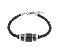 Lederarmband TOM TAILOR "Schmuck Geschenk Edelstahl Leder Kautschuk", schwarz (edelstahlfarben, schwarz, blau), Armbänder, Herren, 22cm, Edelstahl Kautschuk Leder, Edelstahl, Kautschuk, Leder, Lederar