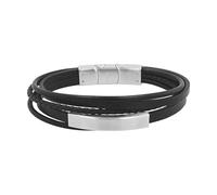 Lederarmband TOM TAILOR "Schmuck Geschenk Edelstahl Leder", schwarz (edelstahlfarben, schwarz), Armbänder, Herren, 21,5cm, Edelstahl Leder, Edelstahl, Leder, Lederarmband (19207361-0) edelstahlfarben,