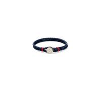 Lederarmband TOMMY HILFIGER "NAUTICAL", edelstahlfarben, blau, rot, gelbgoldfarben, Armbänder, Damen, 19cm, Edelstahl Leder, Edelstahl, Leder, Lederarmband (38712219-0) edelstahlfarben, blau, rot, gel