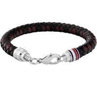 Lederarmband TOMMY HILFIGER "TYSON", schwarz (braun, schwarz, edelstahlfarben, blau, rot, weiß), Armbänder, Herren, 19cm, Edelstahl Leder, Edelstahl, Leder, Lederarmband, mit Emaille (52816035-0) brau