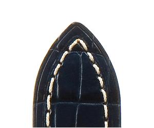 Lederband Bali Chrono 24mm dunkelblau mit klassischer Louisiana-Prägung, bombiert, Schnittkante