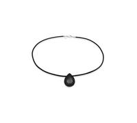 Lederband KUZZOI "Halskette Choker Satin Türkis Edelstein Tropfen 925 Silber" Gr. 42, schwarz, Halsketten, Herren, ohne Stein, Silber 925 (Sterlingsilber) (14526525-42) schwarz