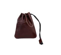 Lederbeutel mit Kordelzug, 12x10cm Rindsleder Mittelalterlicher Münzbeutel Aufbewahrungstasche Aus Vintage-Leder für Kopfhörer (Rotbraun)