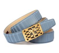Ledergürtel ANTHONI CROWN, Damen, Gr. 100, blau (hellblau), Leder, gepflegt, glänzend, unifarben, festlich, Gürtel Ledergürtel, mit goldfarbener stilisierter Lilien-Schnalle (13163939-100)