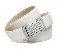 Ledergürtel ANTHONI CROWN, Damen, Gr. 100, weiß, Leder, genarbt, unifarben, Gürtel Ledergürtel, in Hirschprägung, weiß, grafische Schließe (13783811-100)
