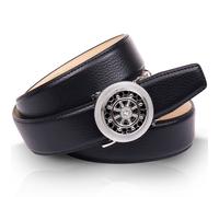 Ledergürtel ANTHONI CROWN, Damen, Gr. 105, schwarz, Leder, unifarben, Gürtel Ledergürtel, mit silberfarbener Automatik-Schließe und drehendem Steuerruder (28383622-105) schwarz